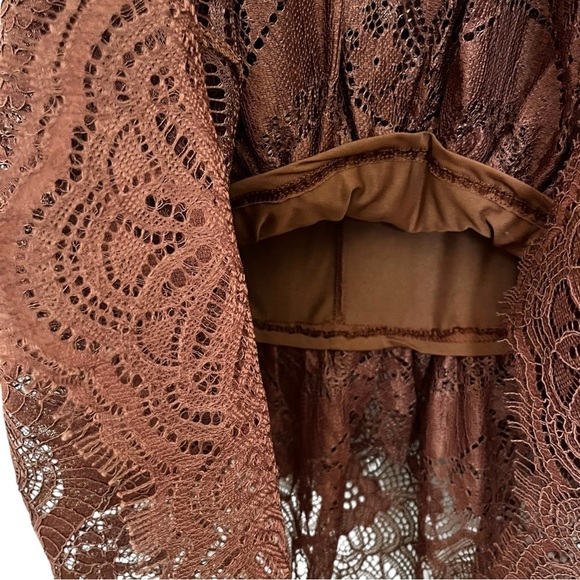 H&M Size 2 Rust Brown Tiered Lace Boho Western Maxi Skirt NWT Cottagecore - Picture 6 of 8